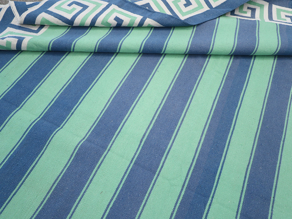 Modern Indian Flatweave Dhurrie Large Room Size Carpet, No.32639 - Gss