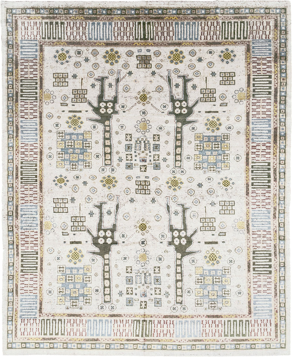 Modern East Turkestan Silk Khotan Room Size Carpet, No.32640 - Gss