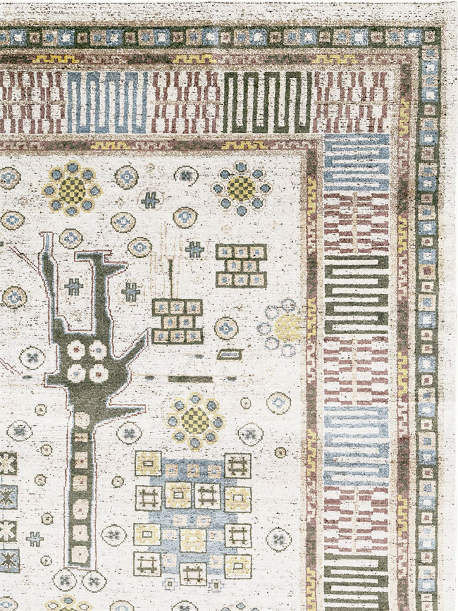 Modern East Turkestan Silk Khotan Room Size Carpet, No.32640 - Gss