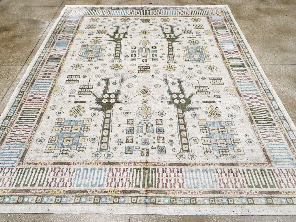 Modern East Turkestan Silk Khotan Room Size Carpet, No.32640 - Gss