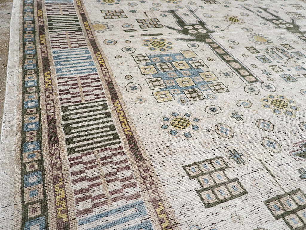 Modern East Turkestan Silk Khotan Room Size Carpet, No.32640 - Gss