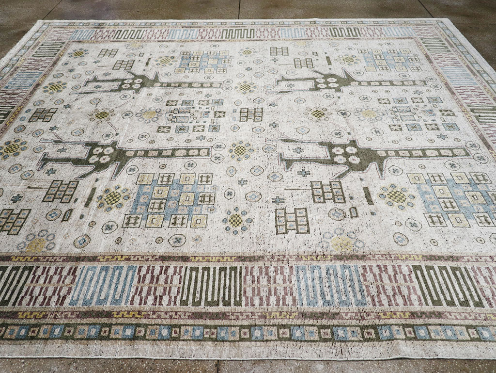 Modern East Turkestan Silk Khotan Room Size Carpet, No.32640 - Gss