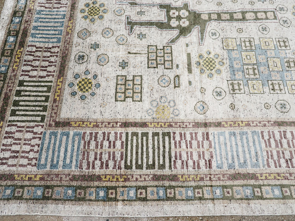 Modern East Turkestan Silk Khotan Room Size Carpet, No.32640 - Gss