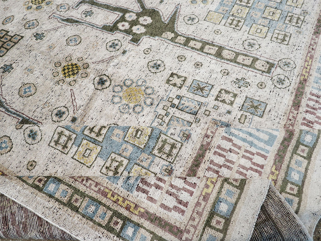 Modern East Turkestan Silk Khotan Room Size Carpet, No.32640 - Gss