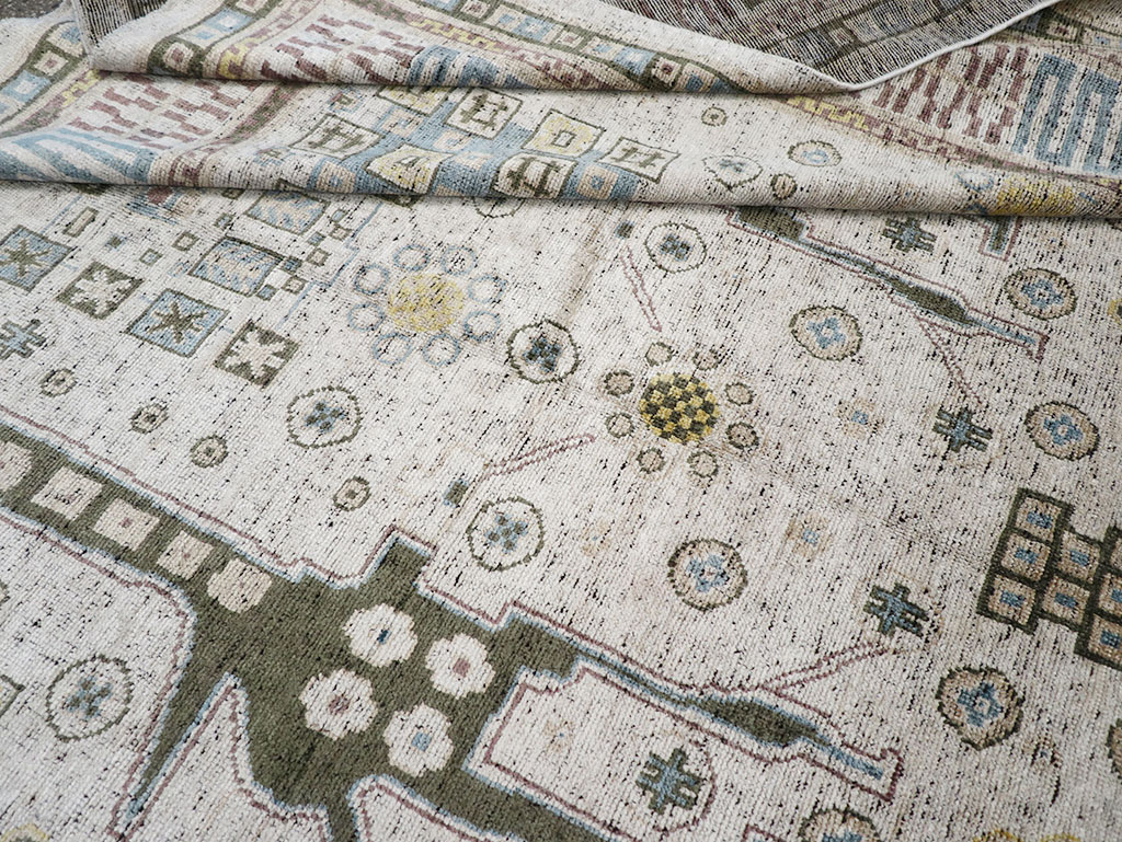 Modern East Turkestan Silk Khotan Room Size Carpet, No.32640 - Gss