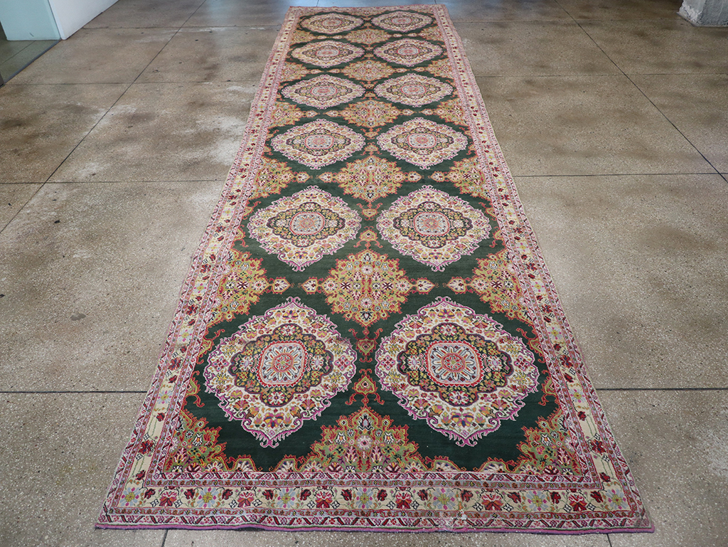 Vintage Indian Cotton Agra Long and Narrow Gallery Carpet, No.32645 - Gss
