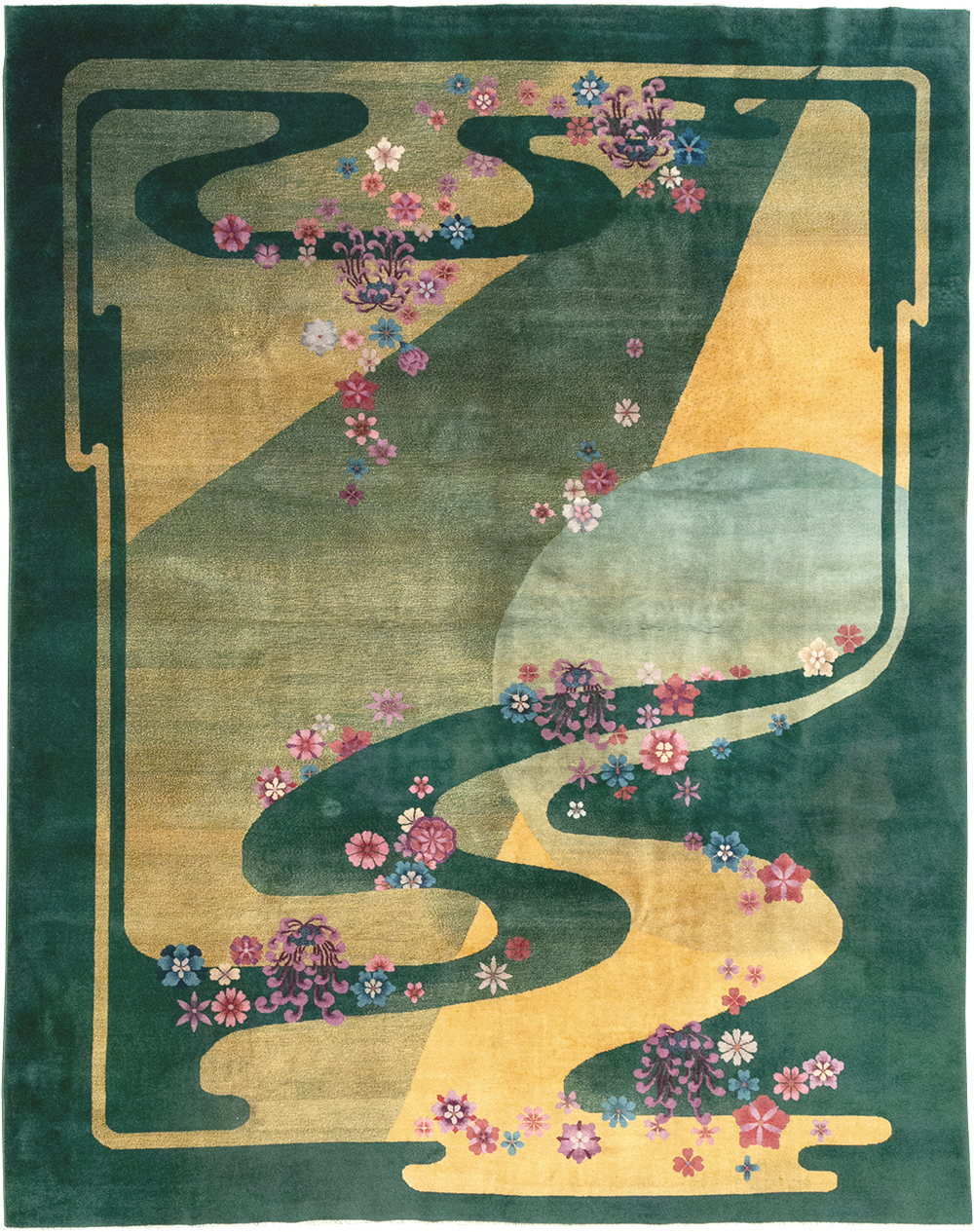 Antique Chinese Art Deco Room Size Carpet, No.32647 - Gss