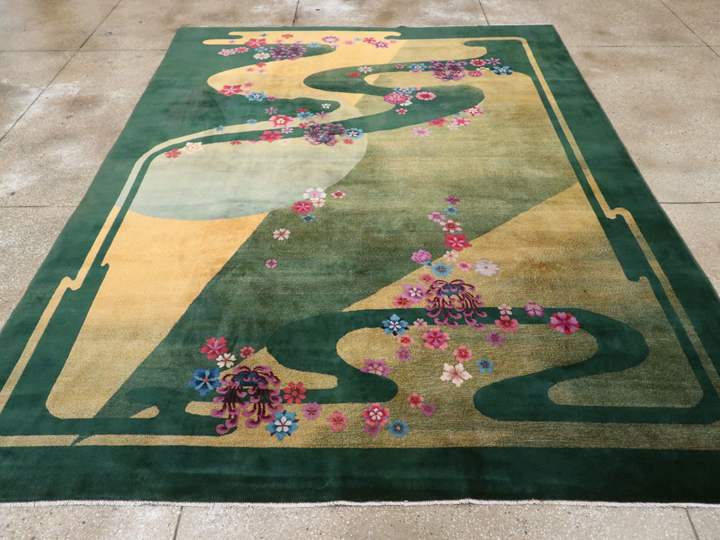 Antique Chinese Art Deco Room Size Carpet, No.32647 - Gss