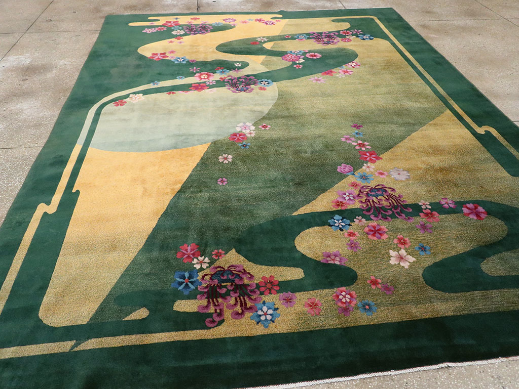 Antique Chinese Art Deco Room Size Carpet, No.32647 - Gss