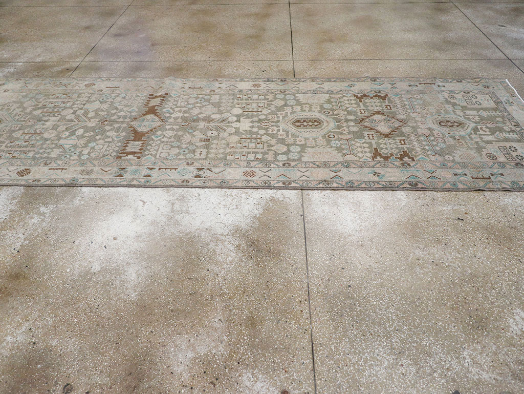 Vintage Persian Malayer Wide Gallery Runner, No.32754 - Gss