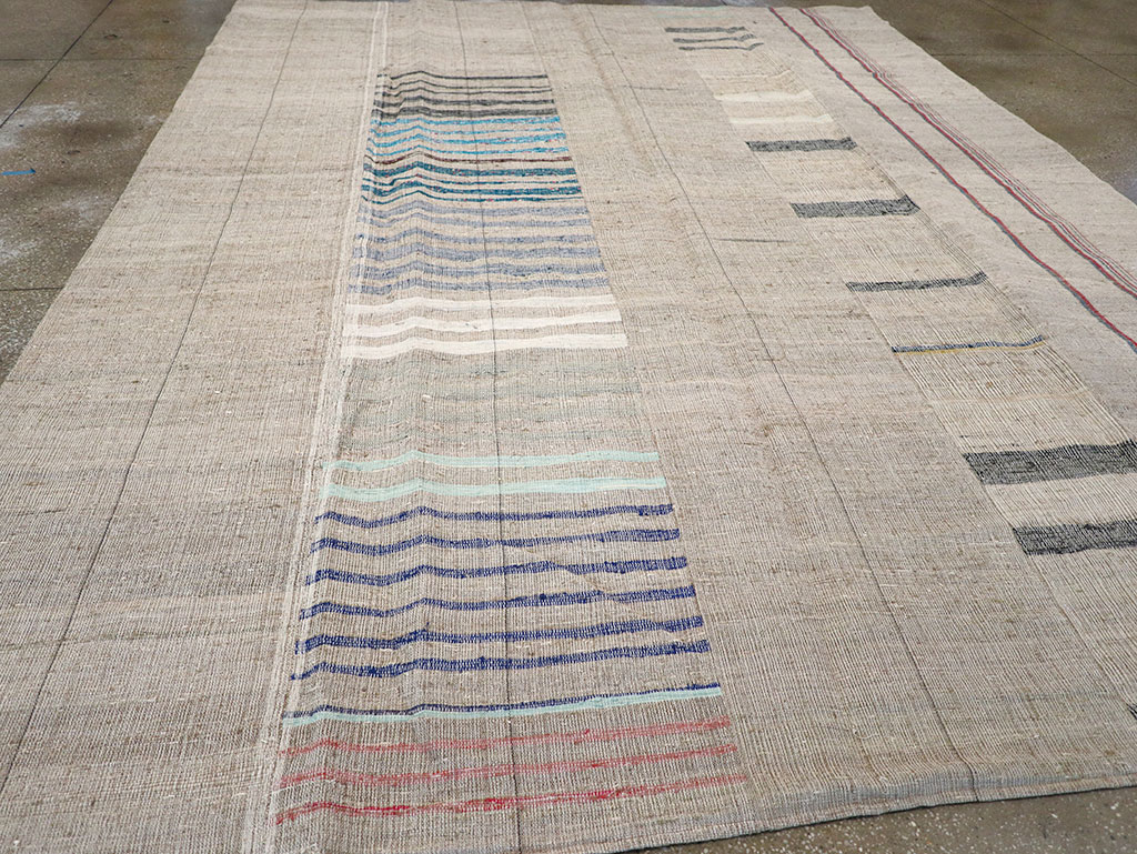 Vintage Turkish Flatweave Room Size Carpet, No.32920 - Gss