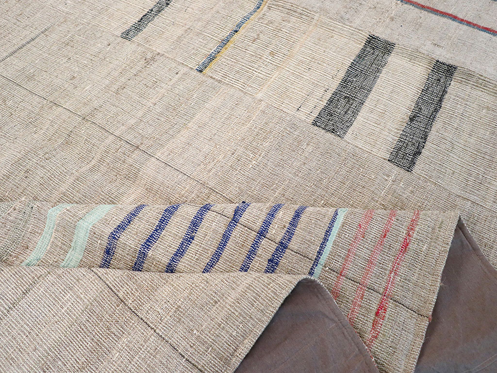 Vintage Turkish Flatweave Room Size Carpet, No.32920 - Gss