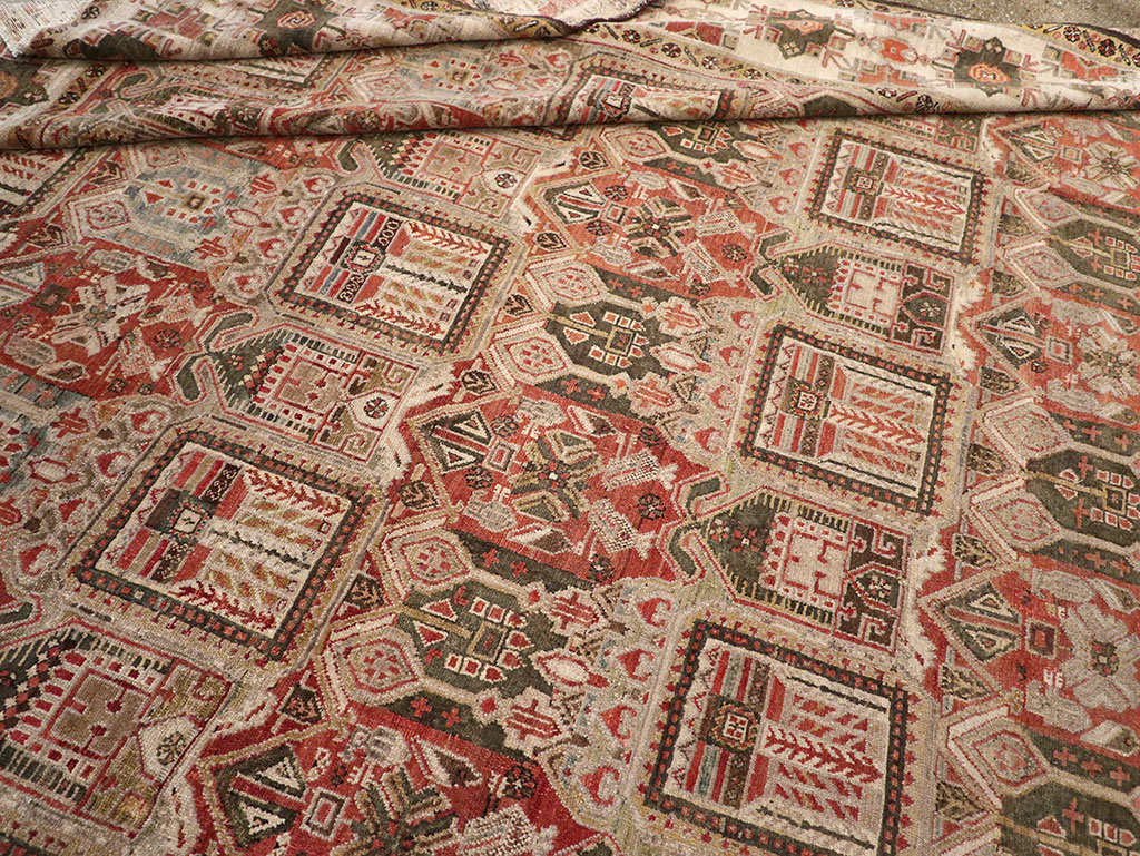 Antique Persian Bakhtiari Square Room Size Carpet, No.32924 - Gss