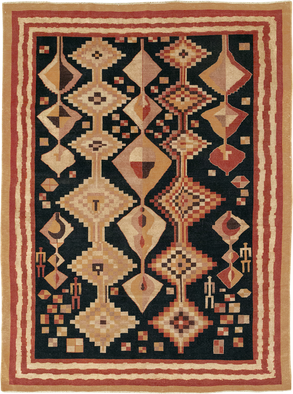 Vintage Turkish Art Deco Accent Carpet, No.32939 - Gss