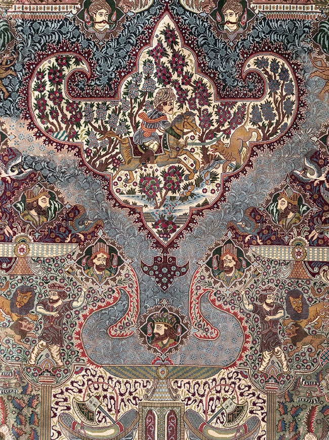 Vintage Persian Mashad Pictorial Room Size Carpet, No.32941 - Gss