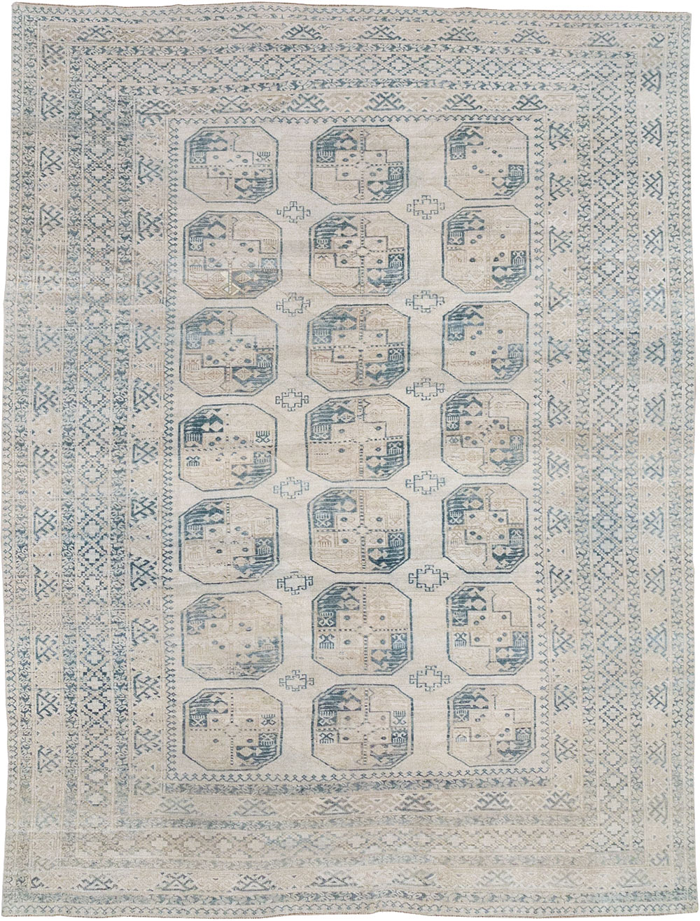 Vintage Central Asian Turkoman Room Size Carpet, No.32945 - Gss