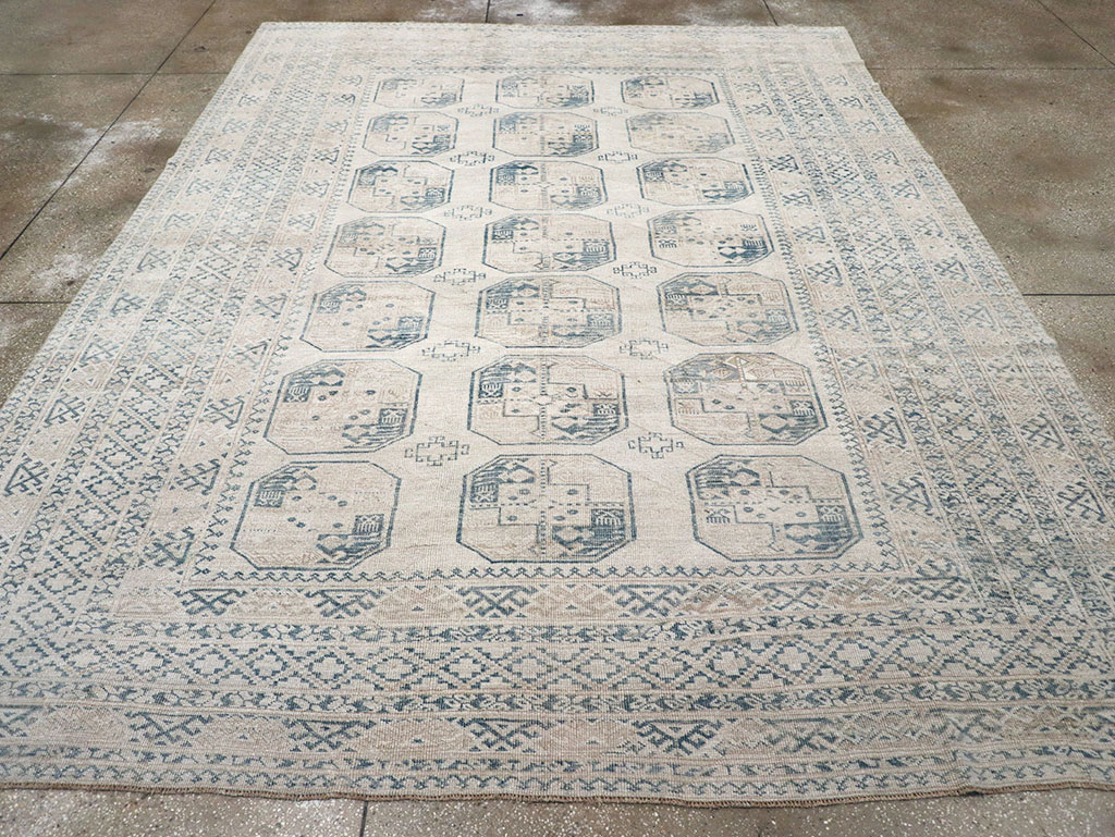 Vintage Central Asian Turkoman Room Size Carpet, No.32945 - Gss