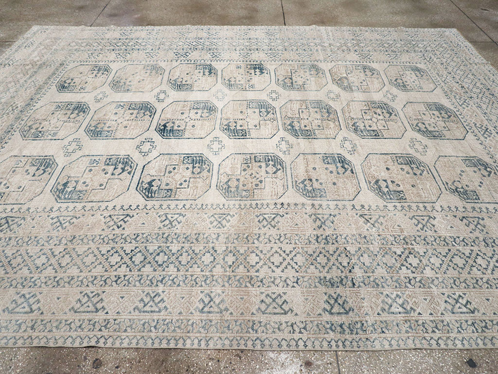 Vintage Central Asian Turkoman Room Size Carpet, No.32945 - Gss