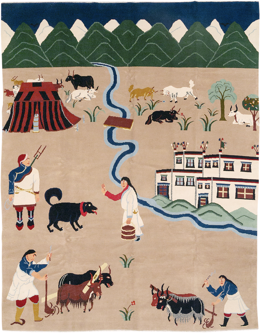 Modern Tibetan Pictorial Room Size Carpet, No.32957 - Gss