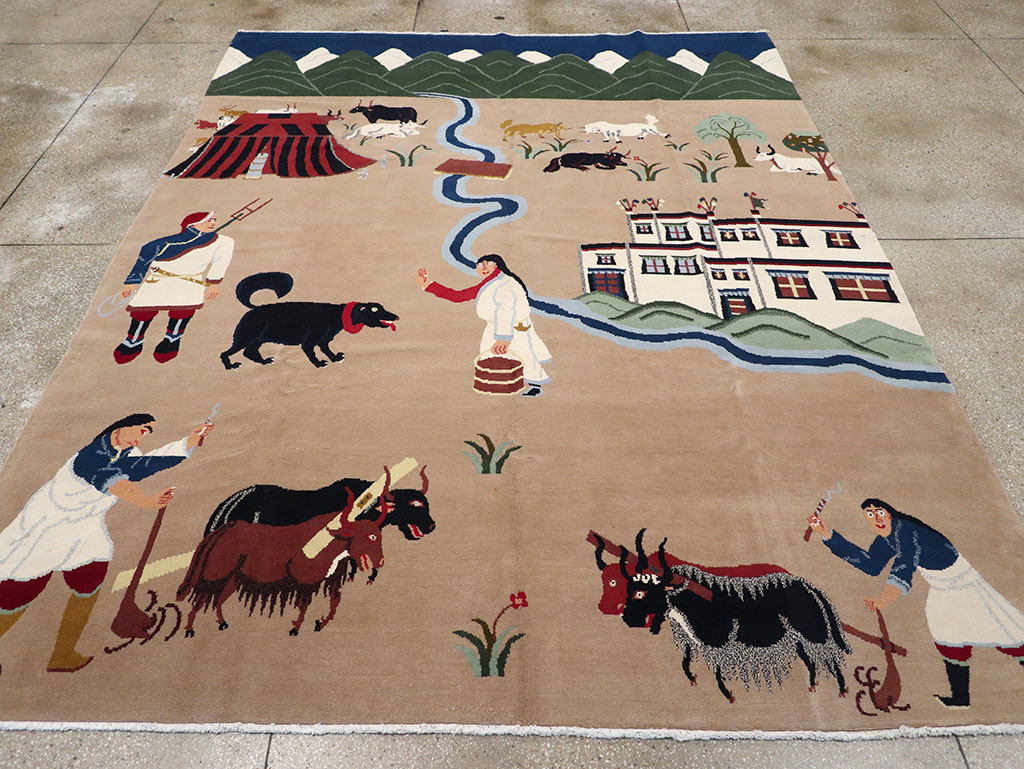 Modern Tibetan Pictorial Room Size Carpet, No.32957 - Gss