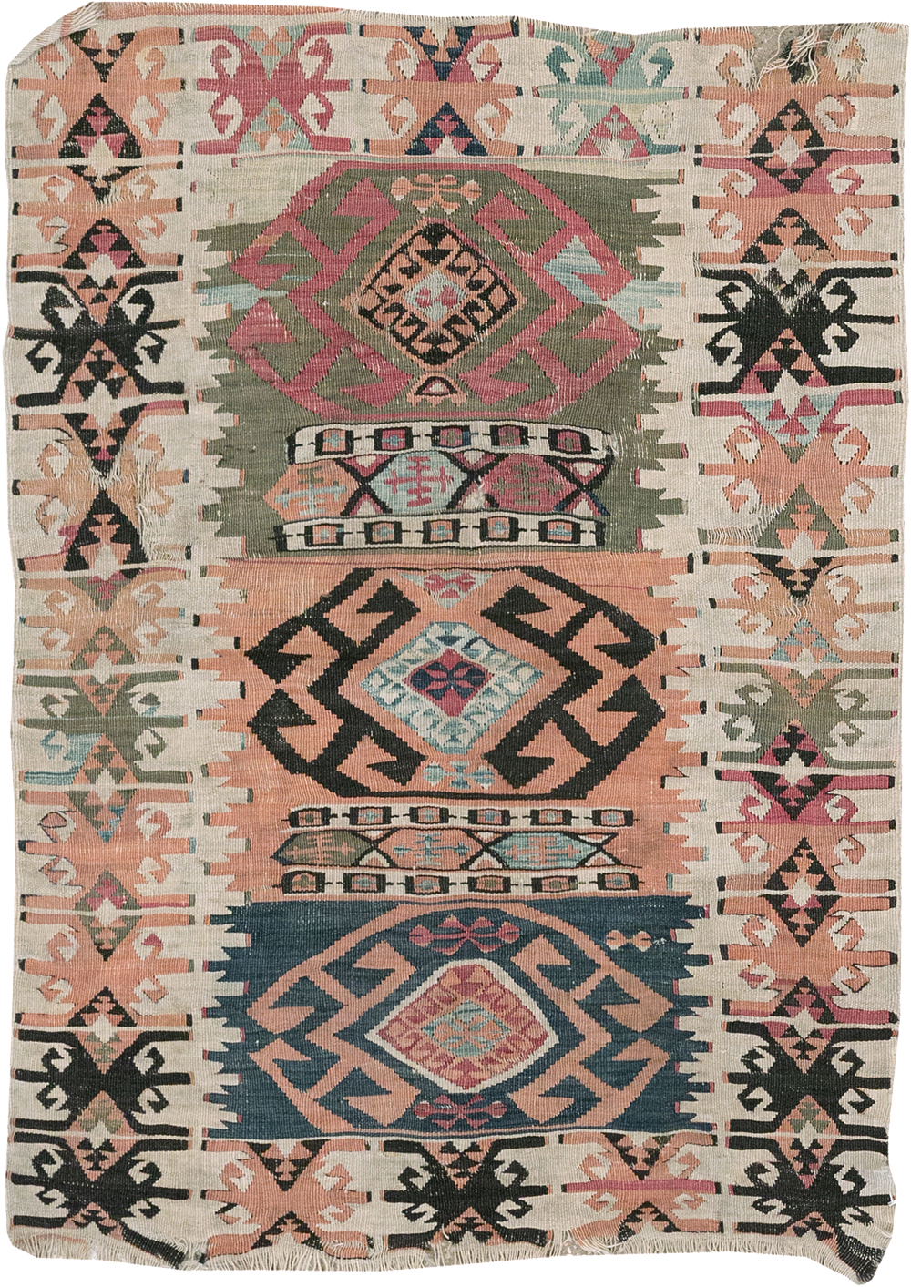 Vintage Turkish Flatweave Kilim Throw Rug, No.32961 - Gss