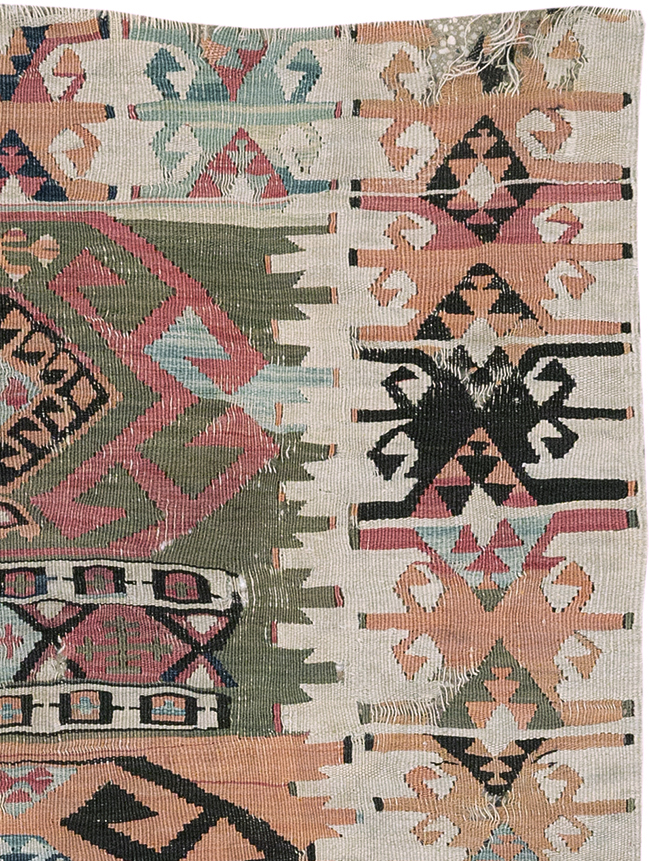 Vintage Turkish Flatweave Kilim Throw Rug, No.32961 - Gss