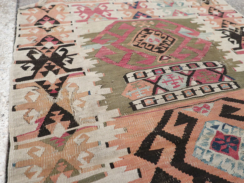 Vintage Turkish Flatweave Kilim Throw Rug, No.32961 - Gss
