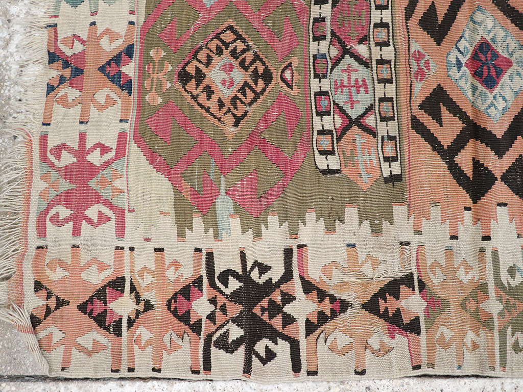 Vintage Turkish Flatweave Kilim Throw Rug, No.32961 - Gss