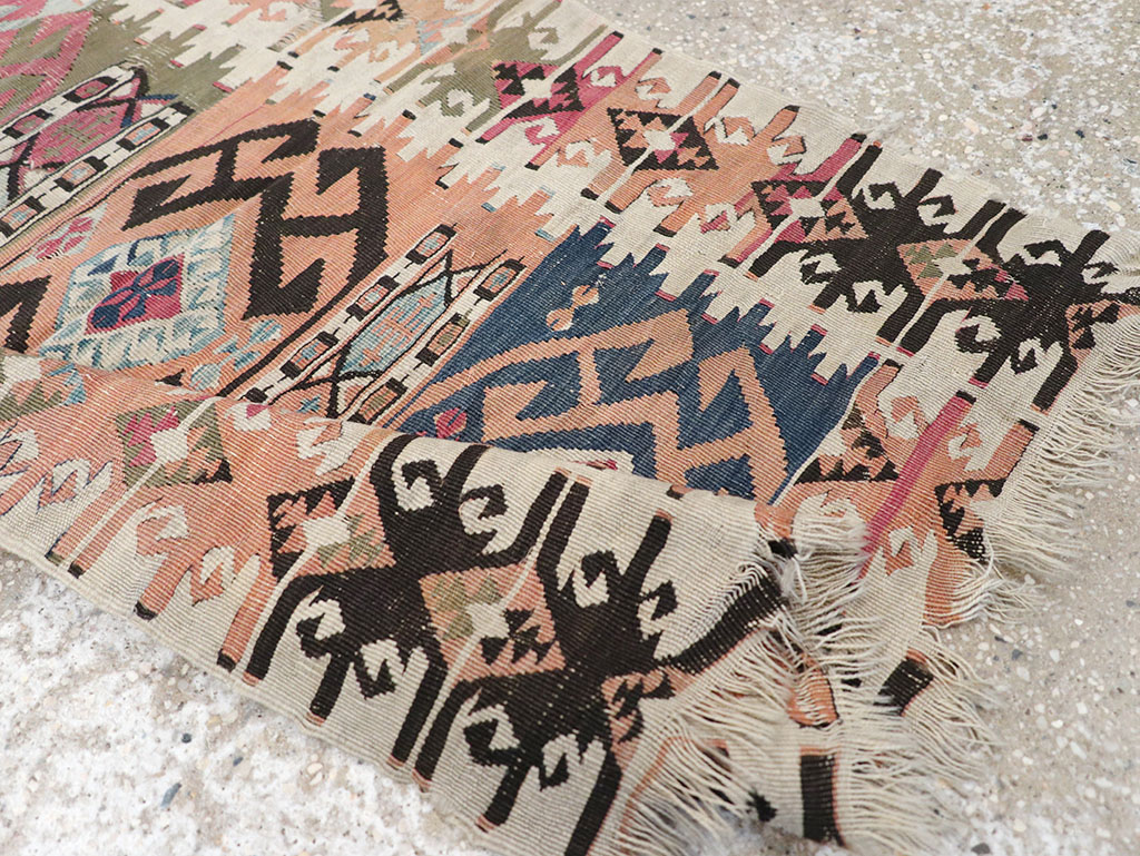 Vintage Turkish Flatweave Kilim Throw Rug, No.32961 - Gss