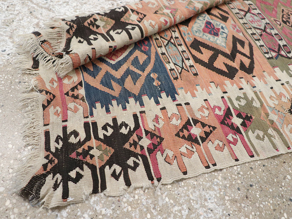 Vintage Turkish Flatweave Kilim Throw Rug, No.32961 - Gss