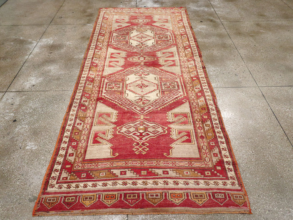 Vintage Turkish Anatolian Wide Gallery Runner, No.32969 - Gss