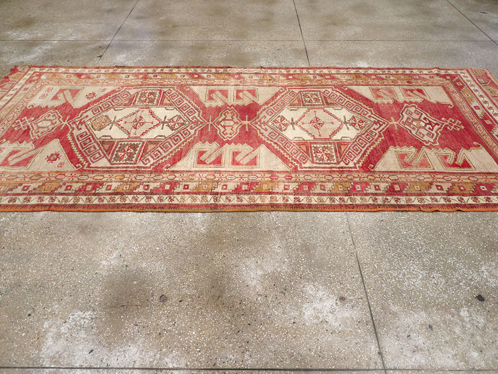 Vintage Turkish Anatolian Wide Gallery Runner, No.32969 - Gss