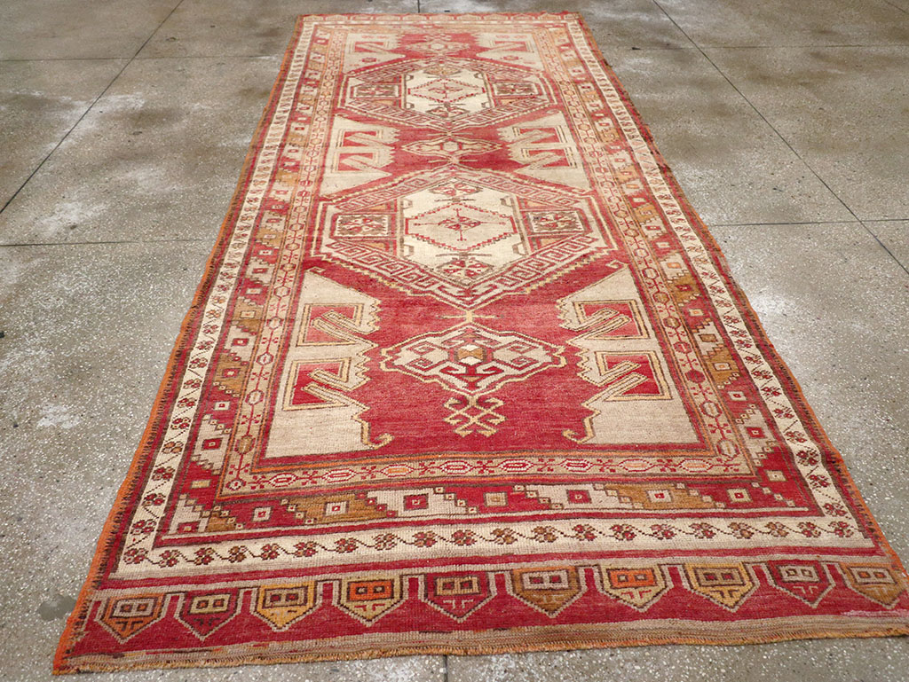 Vintage Turkish Anatolian Wide Gallery Runner, No.32969 - Gss
