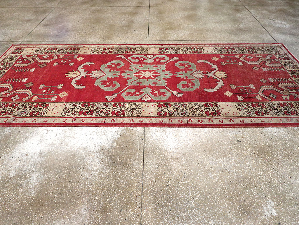 Vintage Turkish Anatolian Wide Gallery Runner, No.32975 - Gss