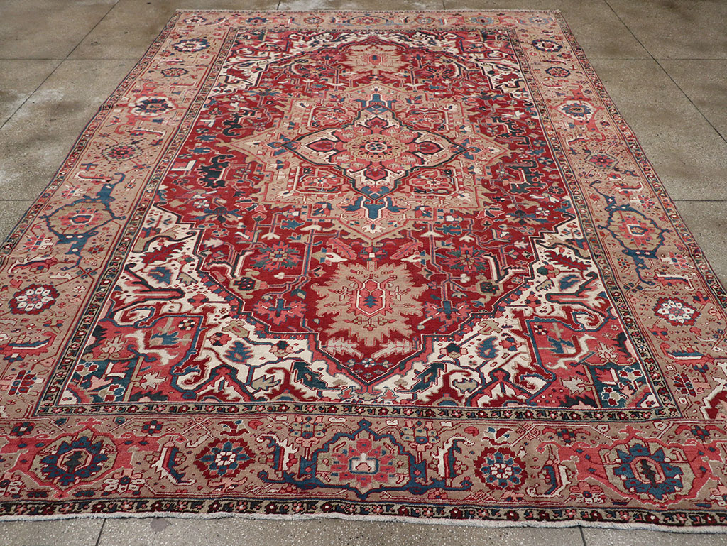 Antique Persian Heriz Room Size Carpet, No.33008 - Gss