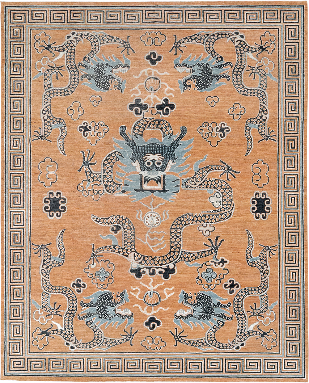 Modern East Turkestan Dragon Khotan Pictorial Room Size Carpet, No.33010 - Gss