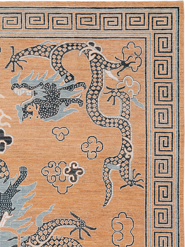 Modern East Turkestan Dragon Khotan Pictorial Room Size Carpet, No.33010 - Gss