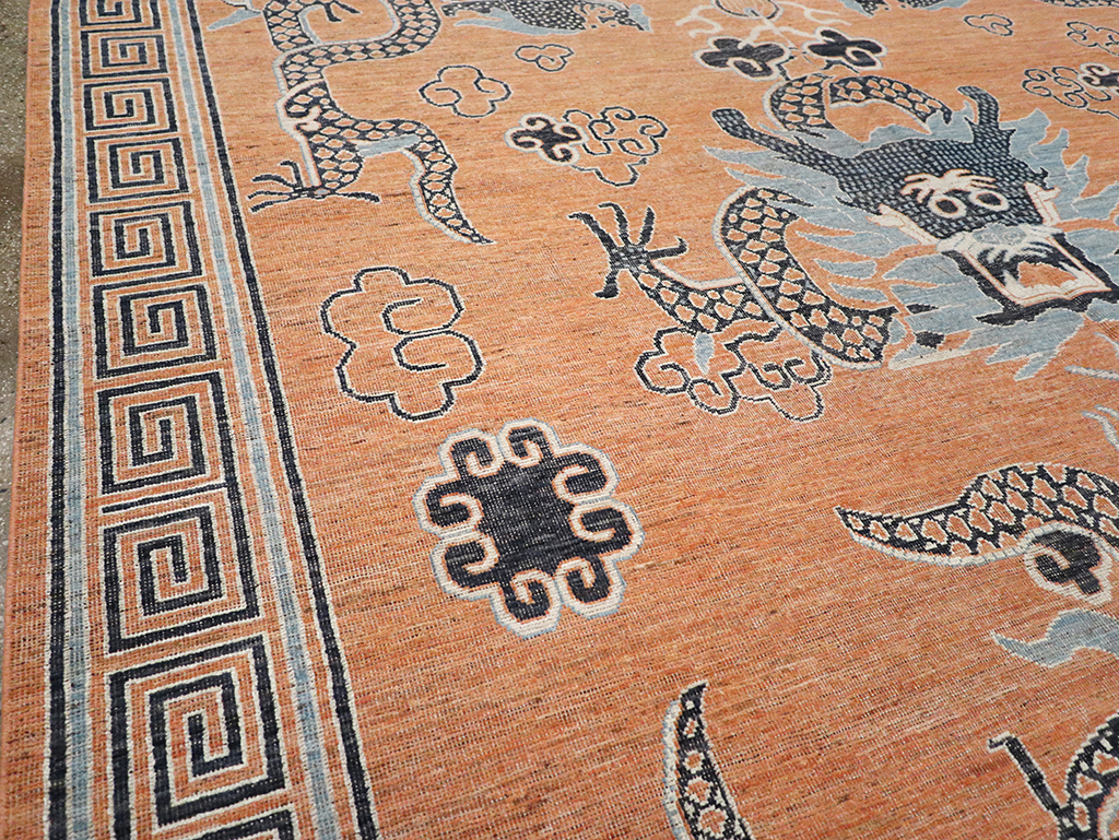 Modern East Turkestan Dragon Khotan Pictorial Room Size Carpet, No.33010 - Gss