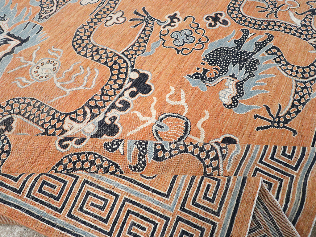 Modern East Turkestan Dragon Khotan Pictorial Room Size Carpet, No.33010 - Gss