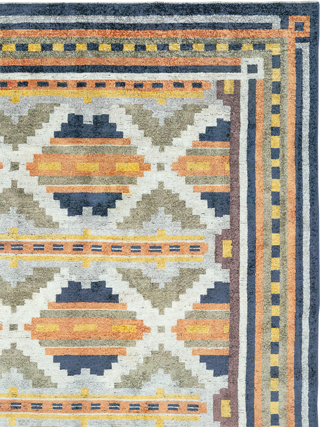 Modern East Turkestan Silk Khotan Room Size Carpet, No.33013 - Gss