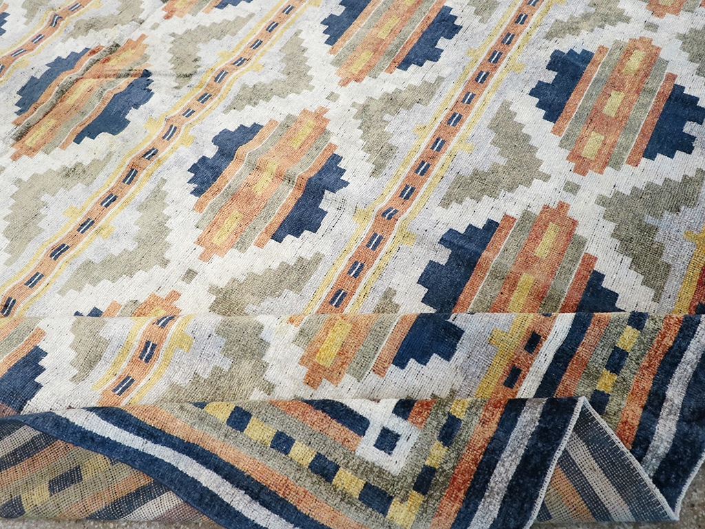 Modern East Turkestan Silk Khotan Room Size Carpet, No.33013 - Gss