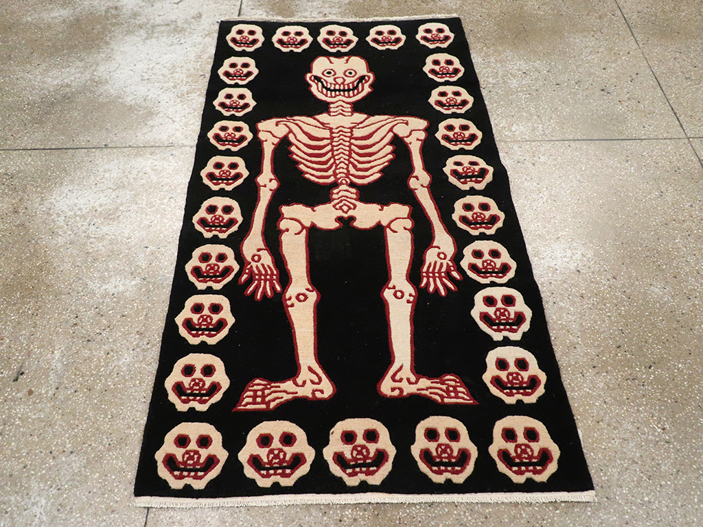 Vintage Tibetan Pictorial Throw Rug, No.33021 - Gss