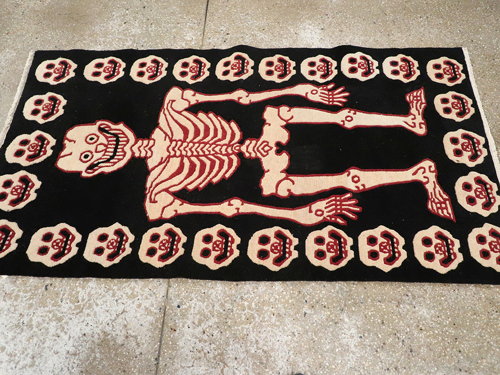 Vintage Tibetan Pictorial Throw Rug, No.33021 - Gss