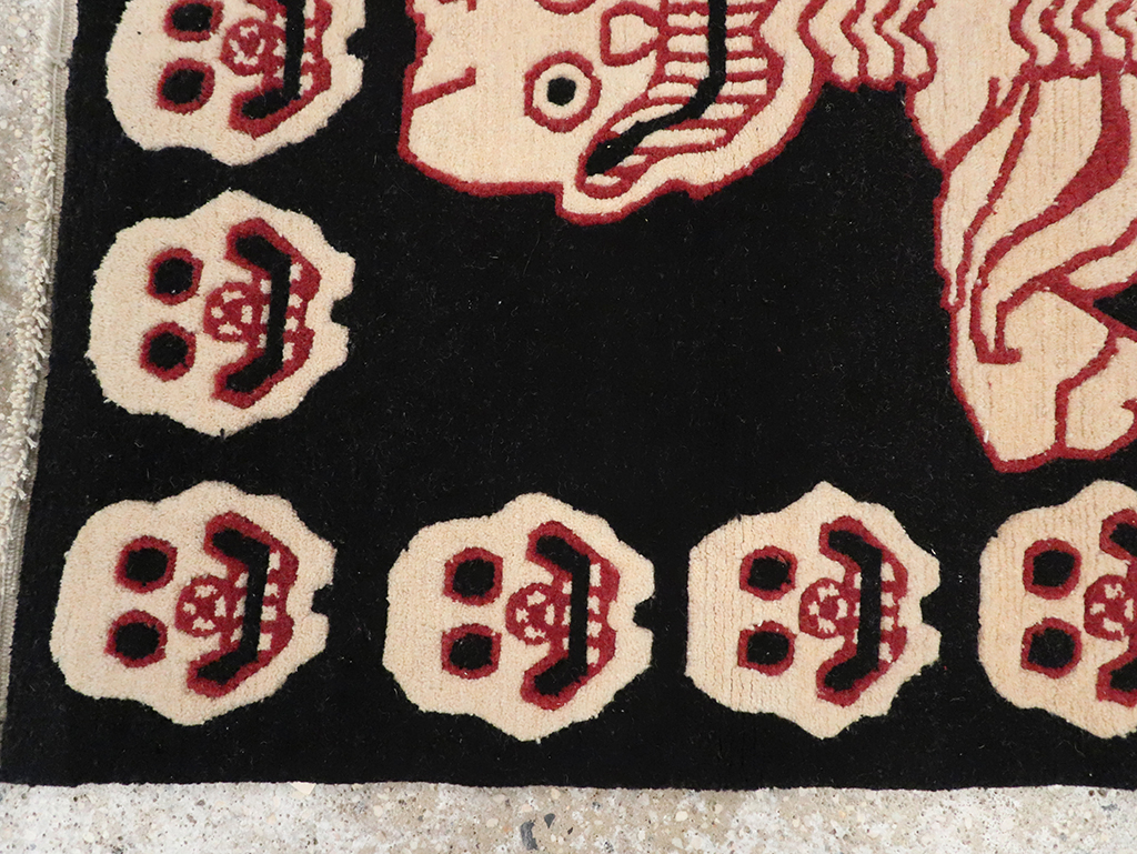 Vintage Tibetan Pictorial Throw Rug, No.33021 - Gss