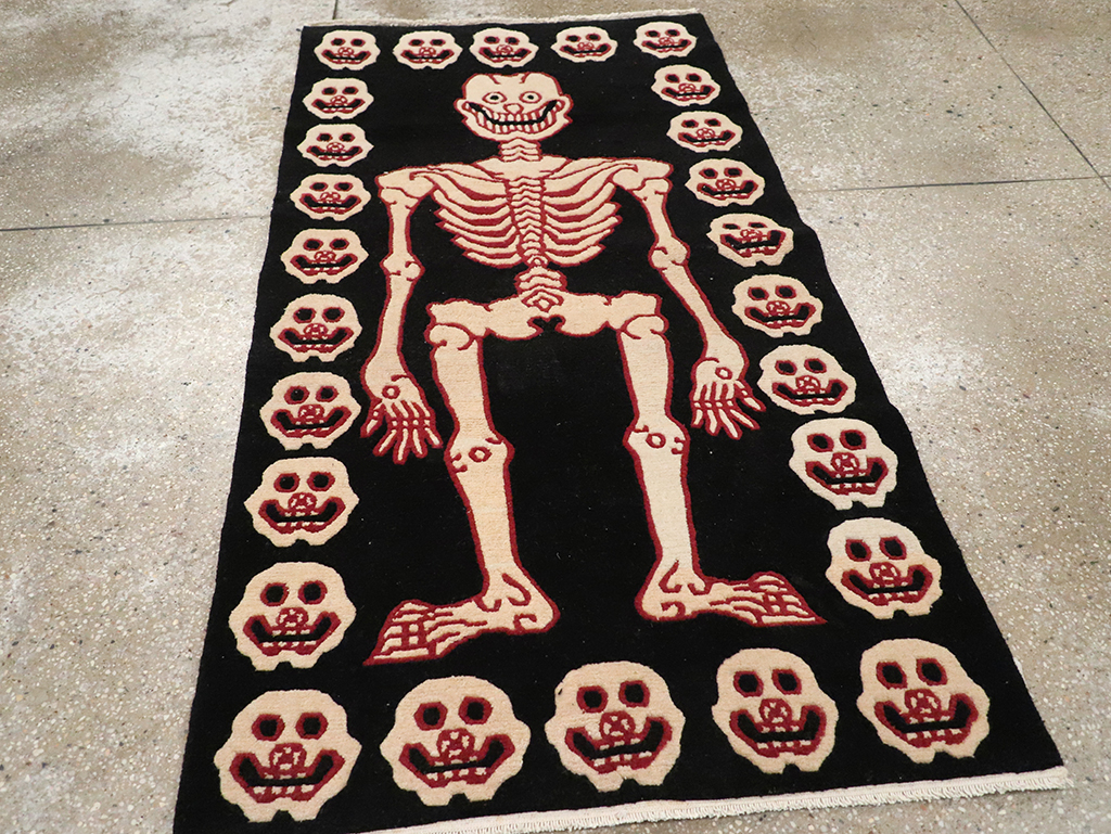 Vintage Tibetan Pictorial Throw Rug, No.33021 - Gss