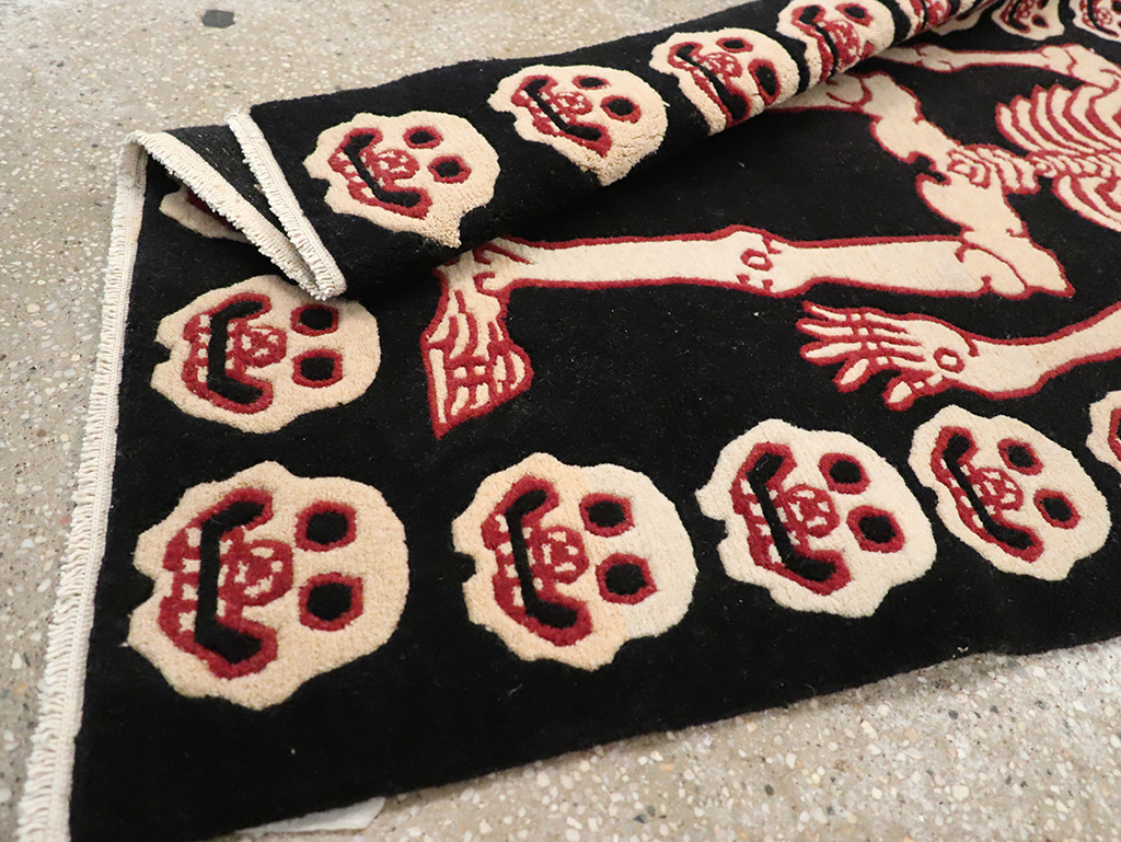 Vintage Tibetan Pictorial Throw Rug, No.33021 - Gss