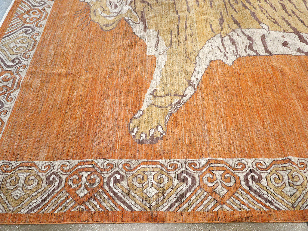 Modern East Turkestan Khotan Pictorial Large Room Size Carpet, No.33023 - Gss