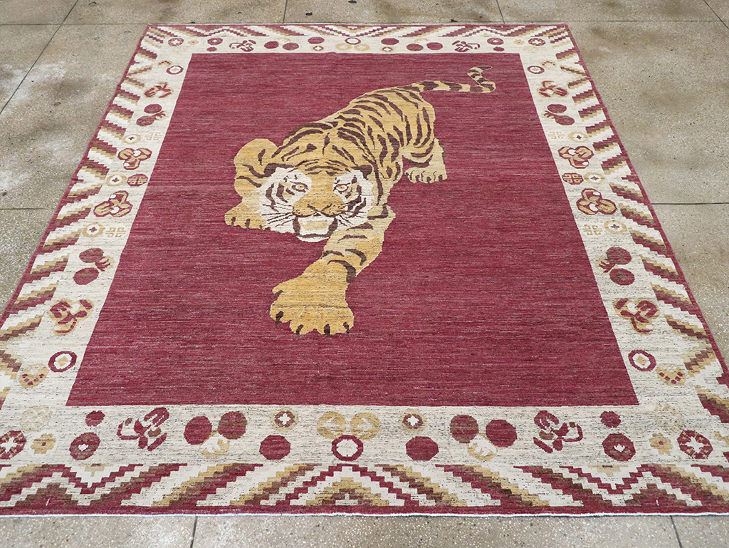 Modern East Turkestan Khotan Pictorial Room Size Carpet, No.33027 - Gss