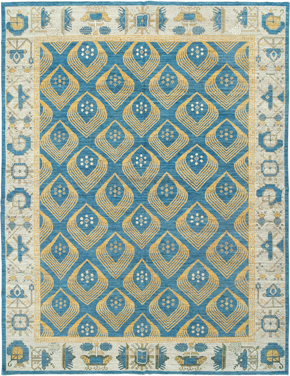 Modern East Turkestan Khotan Room Size Carpet, No.33028 - Gss