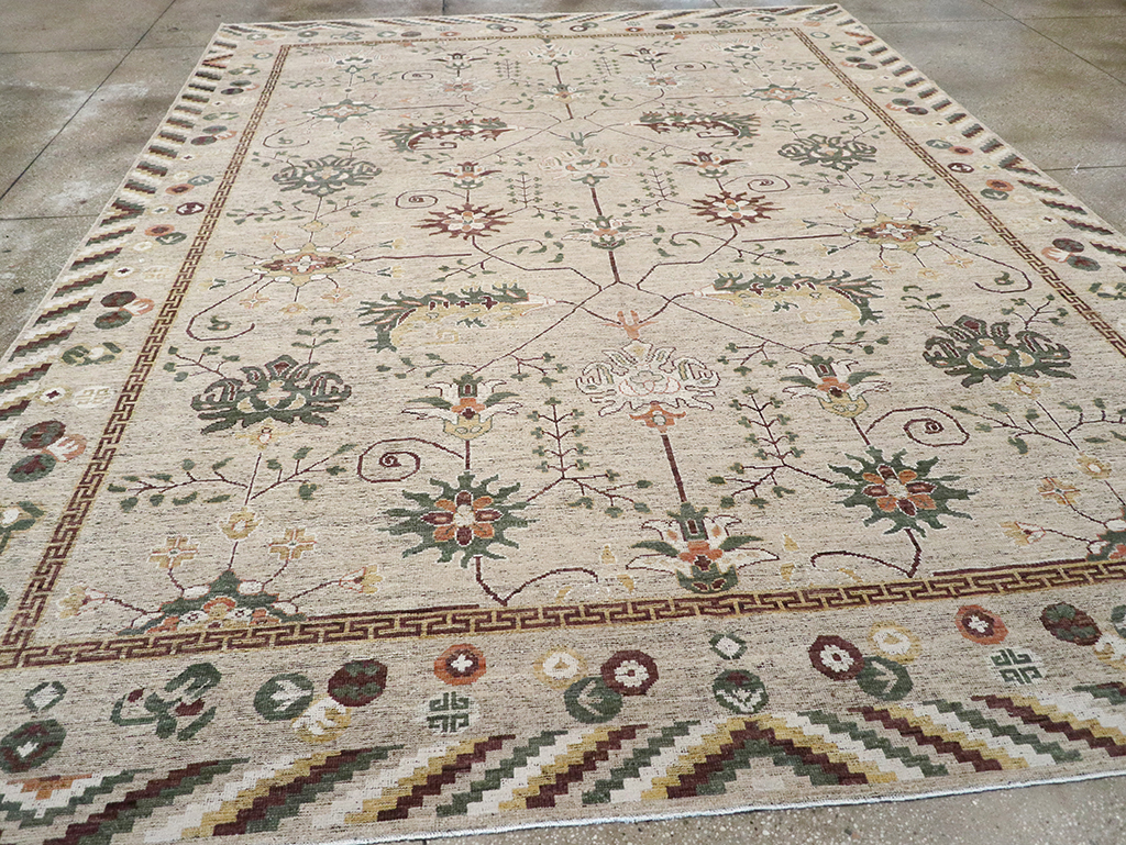 Modern East Turkestan Khotan Room Size Carpet, No.33029 - Gss